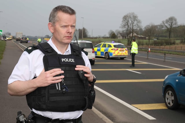 Superintendent Jeremy Lindsay - PSNI are conducting a major traffic operation on the main A26 to the North Coast, all traffic is being stopped and asked for reason to travel, PSNI are issuing fines. Pic Steven McAuley/McAuley Multimedia