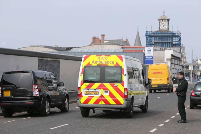 10/04/20 McAuley Multimedia..PSNI CARRY OUT ROAD STOPS IN An empty Portrush on Good Friday. Pic Steven McAuley/McAuley Multimedia