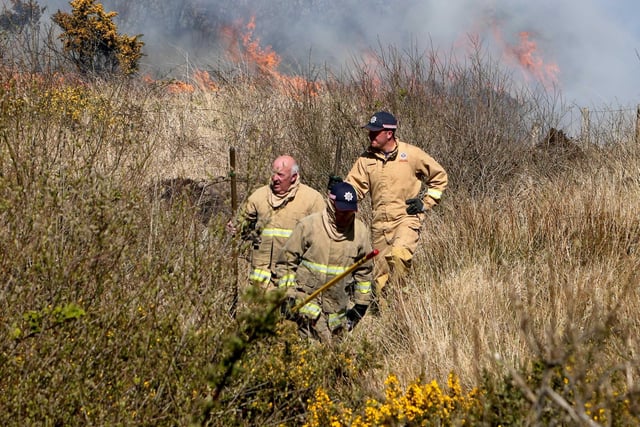 Fire-fighters are battling two large gorse fires in County Antrim.

PICTURE MCAULEY MULTIMEDIA