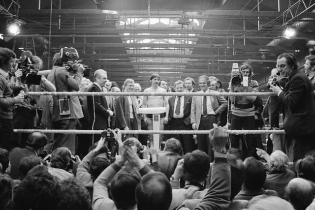 A large crowd turns out alongside the world's media as Charlie weighs in for his world title fight.