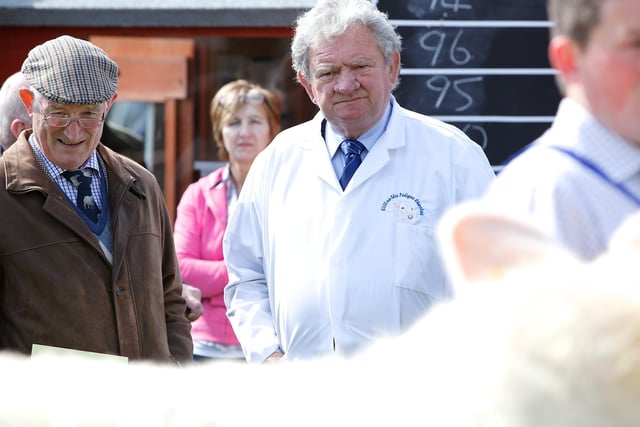 John Currie, Ballymena and Gilbert Crawford, Maghera watch the Charolais Show in progress at Balmoral.