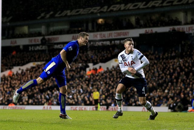 Robert Huth (left) scores his side's only goal of the game