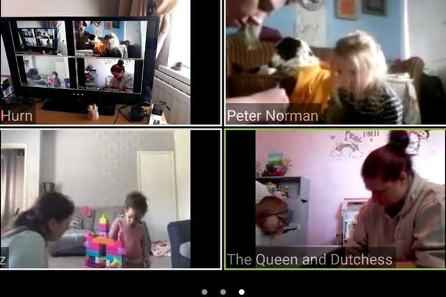 Teresa 'Teri' Hurn: "My daughters, granddaughters and niece and great-niece spread out across England having one of our virtual games days.... this was the Lego Building challenge!"