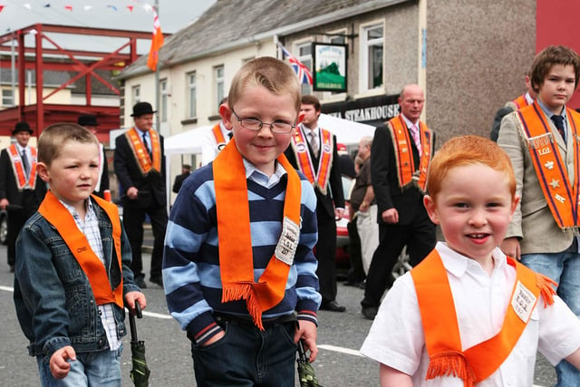 Junior orangemen from LOL257 on parade during the 12th demonstration at Augher