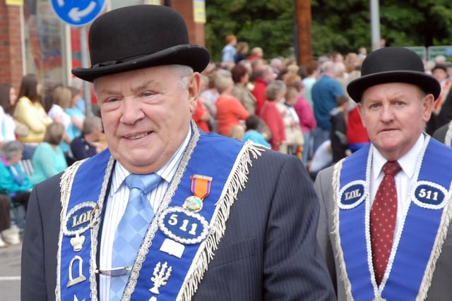 Norman Carmichael who travelled from Spain to step out with his Cookstown Lodge at the 12th of July celebrations in Dungannon