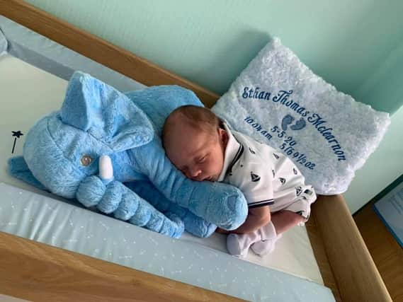 Nicola McLearnon says: "Ethan Mclearnon born 5/5/20 at 10:04am weighing 5lb 9oz. Arrived One month early due to mum taking ill with preeclampsia".