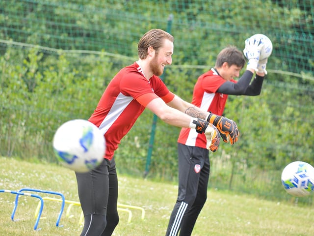 Derry City keeper, Nathan Gartside is all smiles as he gets back on the training pitch for the first time in three months.