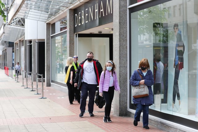 Press Eye - Belfast - Northern Ireland - 8th June 2020 - 

General view of Debenhams store at Castlecourt, Belfast as it reopened for business this morning