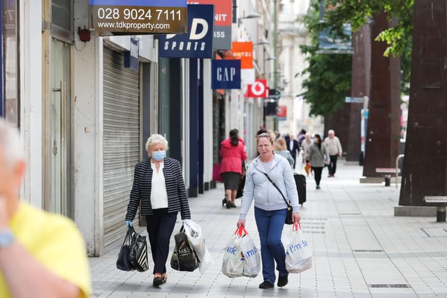 Press Eye - Belfast - Northern Ireland - 8th June 2020 - 

General view of shoppers in Belfast in Belfast City centre this morning