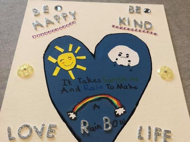 Denise Geary: "My daughter Sarah (11) is a young carer for her sister who has autism and severe learning difficulties. Sarah is so patient, kind and loving to her sister. She made this wee poster for Carers Week - it takes good times and bad times of being a young carer to make a rainbow.