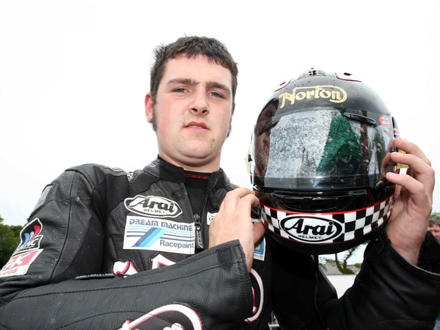 Michael Dunlop with his Arai Norton helmet at the 2009 Isle of Man TT.
