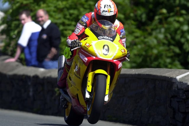 Michael Rutter made it a one-two for the V&M Yamaha team in the 2000 Senior race at the Isle of Man TT.