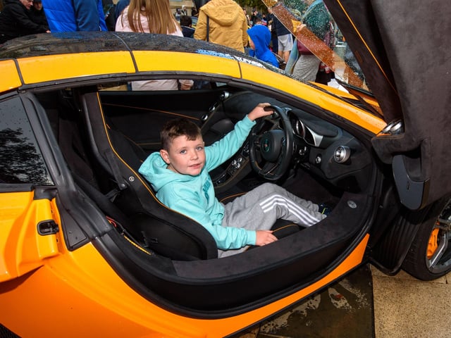 Jack Lynch takes the drivers seat during Super Car Sunday in aid of the Mayorâ€TMs Charity Appeal for Foyle Down Syndrome Trust. Picture Martin McKeown. 03.10.21