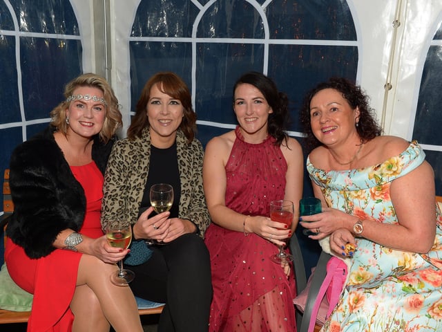 Angela Carlin, Mary McLaughlin, Annette McLaughlin and Elaine McDermott pictured Amelias Glad Rags for HOPE fashion show in the Mullan garden centre, Moville on Friday evening last. DER2140GS 060