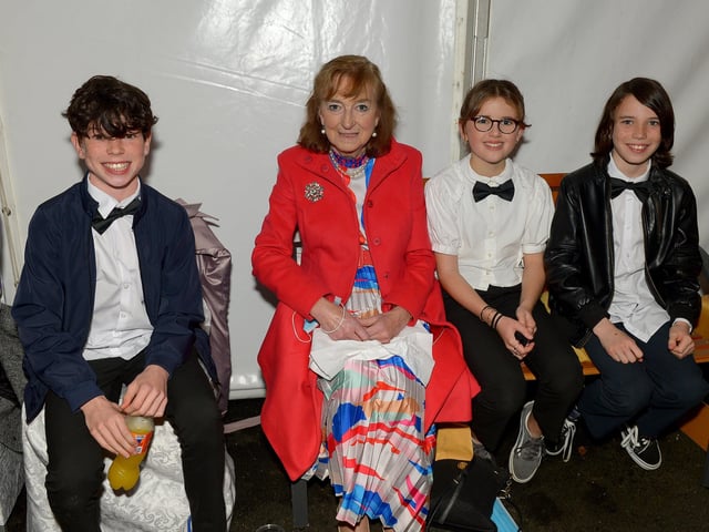 Dallan Curran, Marguerita Doyle, Muireann Doyle and Oirghiall Curran attended the Amelias Glad Rags for HOPE fashion show in the Mullan garden centre, Moville on Friday evening last. DER2140GS  068