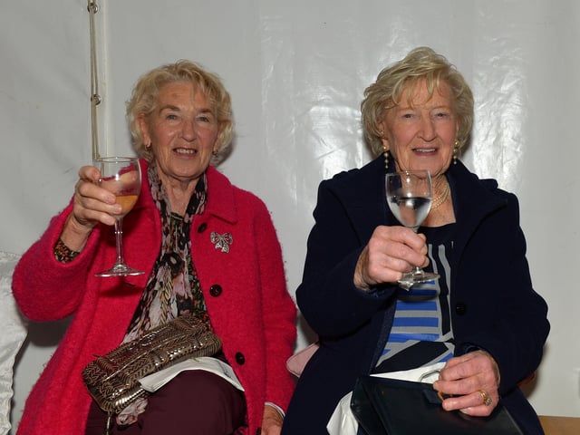 Sisters Angela McGuigan and Rosh Warnock attended the Amelias Glad Rags for HOPE fashion show in the Mullan garden centre, Moville on Friday evening last. DER2140GS 063