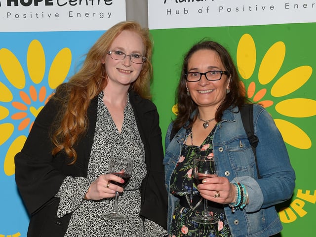 Lynsey Doherty and Maria Murphy attended the Amelias Glad Rags for HOPE fashion show in the Mullan garden centre, Moville on Friday evening last. DER2140GS  065