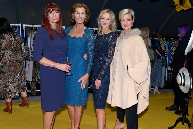Tanya, Geraldine, Vivienne and Niamh were among the models on the catwalk at the Amelias Glad Rags for HOPE fashion show in the Mullan garden centre, Moville on Friday evening last. DER2140GS  071