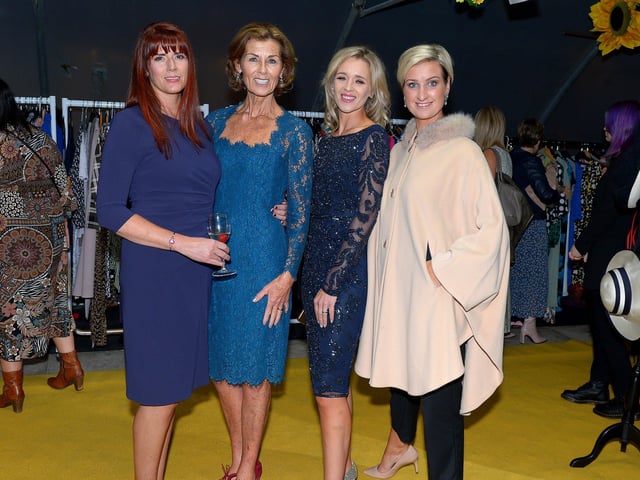 Tanya, Geraldine, Vivienne and Niamh were among the models on the catwalk at the Amelias Glad Rags for HOPE fashion show in the Mullan garden centre, Moville on Friday evening last. DER2140GS  071