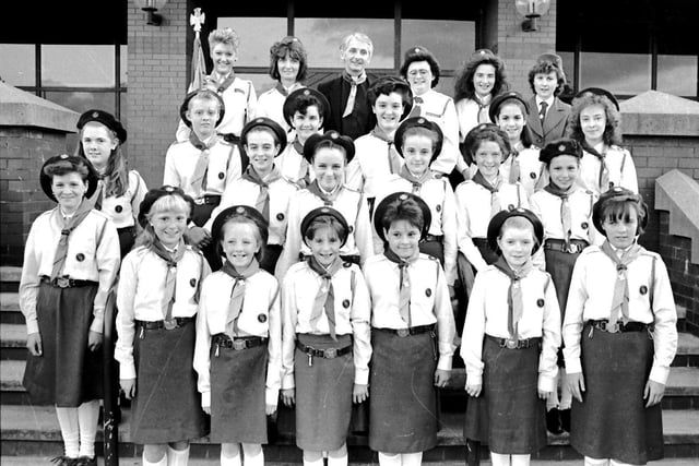 1989... Girl Guides from the Holy Family, Ballymagroarty parish. Included is Rev. Michael Porter.
