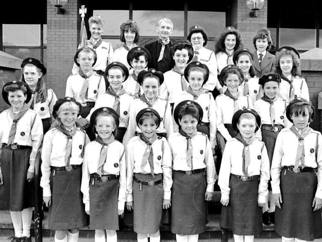 1989... Girl Guides from the Holy Family, Ballymagroarty parish. Included is Rev. Michael Porter.