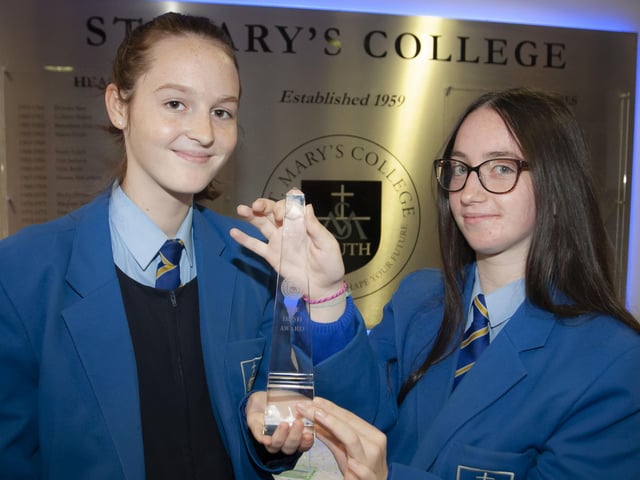 Congratulations to Nicole Morrison and Caitlin McCafferty, joint winners of the GCSE Irish Award. at St. Maryâ€TMs College Prizegiving.
