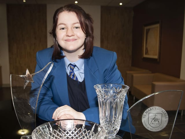 Orlaigh Devine who achieved top marks in four subjects at GCSE including English Language and Literature trophies while also scoring top marks in Design & Technology and Physics.