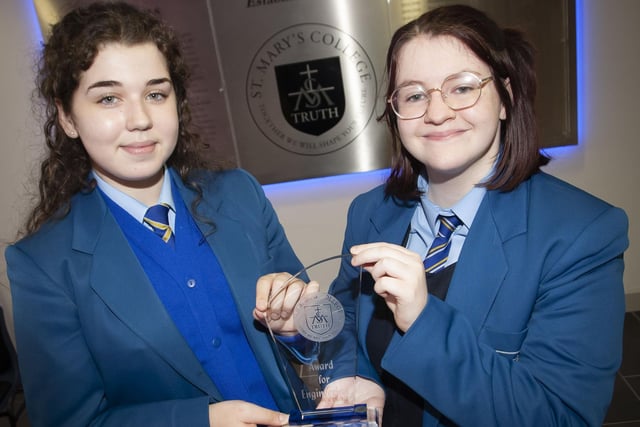 Orlaigh Devine and Analise McNicholl, joint winners in GCSE Design & Technology award.