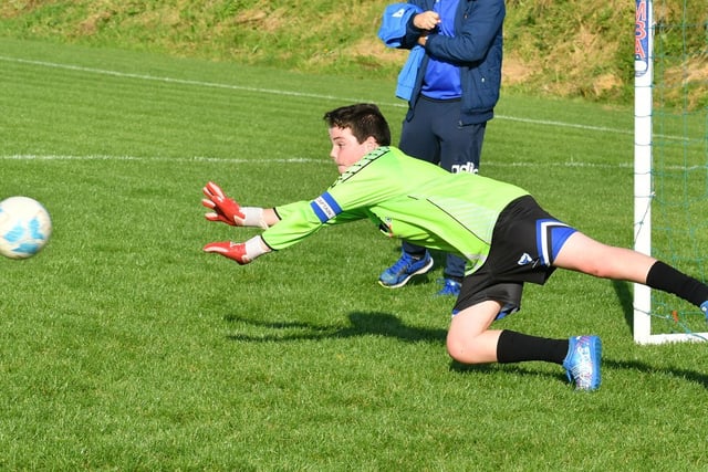 Bulls man of the match Conor Callaghan at full stretch during the Crana Super Cup Final 2021. Picture by Kevin Morrison