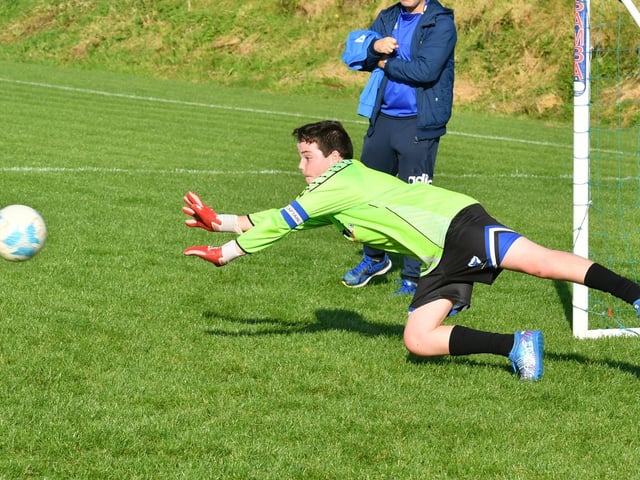 Bulls man of the match Conor Callaghan at full stretch during the Crana Super Cup Final 2021. Picture by Kevin Morrison