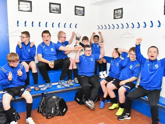 Post match celebrations with the Bulls after beating Buncrana Hearts to win the inaugural Crana Super Cup Final 2021. Picture by Kevin Morrison
