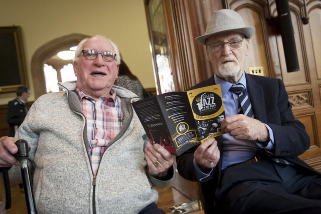Pictured at the City of Derry Jazz & Big Band Festival at the Guildhall are legends Johnny Quigley and Gay McIntyre.