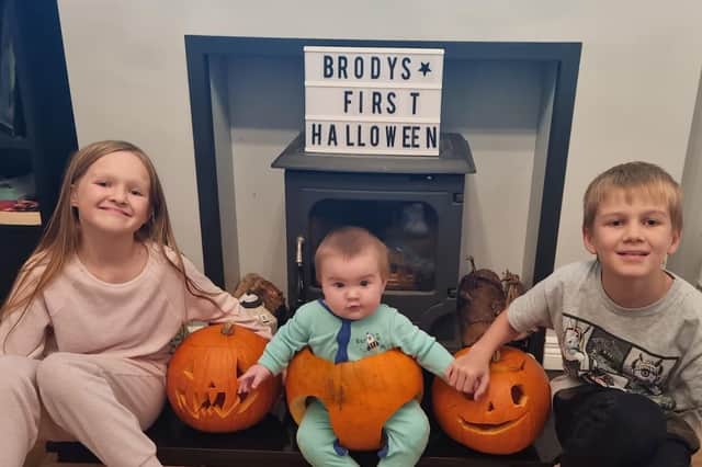 Dylan, Eva and little Brody get into the Halloween spirit.