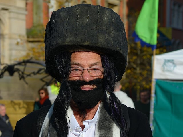 Ordy Phillips pictured in his Halloween costume in Guildhall Square on Friday afternoon. Photo: George Sweeney. DER2143GS – 091