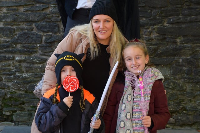 Jamie and Elle Mae with their mum Christina in Guildhall Square on Friday afternoon. Photo: George Sweeney.  DER2143GS – 093