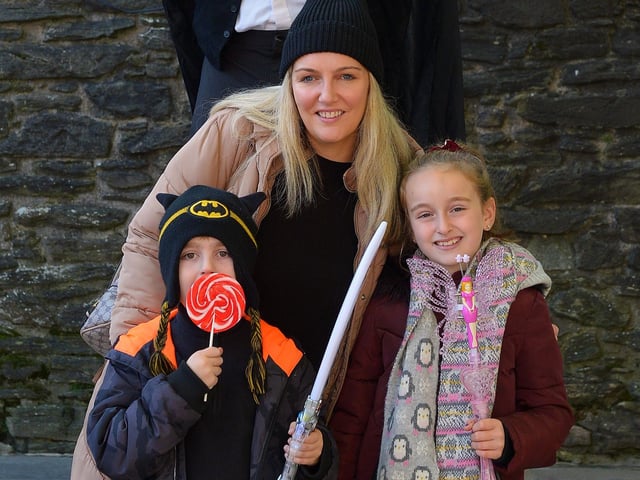 Jamie and Elle Mae with their mum Christina in Guildhall Square on Friday afternoon. Photo: George Sweeney. DER2143GS – 093