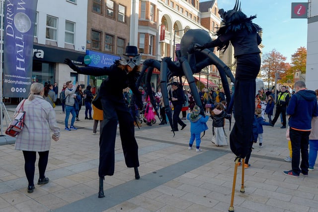 Halloween underway in Waterloo Place mode on Friday afternoon. Photo: George Sweeney.  DER2143GS – 096
