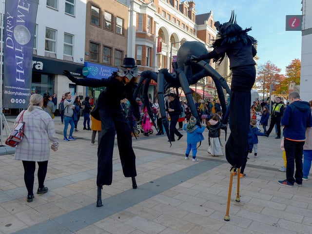 Halloween underway in Waterloo Place mode on Friday afternoon. Photo: George Sweeney.  DER2143GS – 096