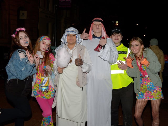 Enjoying the festivities in fancy dress on Halloween night in Derry. Photo: George Sweeney. DER2144GS – 011