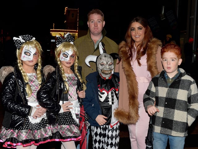 The Crumlish family dressed up for Halloween night in Derry. Photo: George Sweeney. DER2144GS – 008