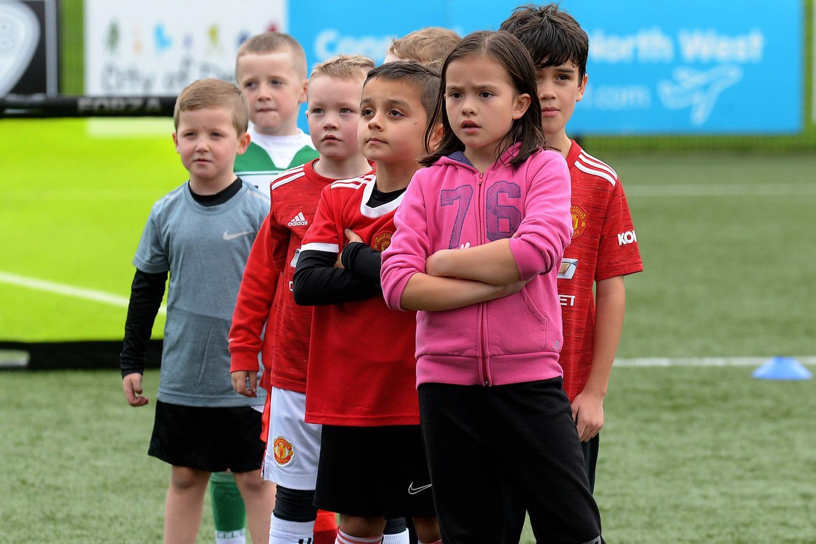Ready for action at the recent Ryan McBride Halloween Camp held at Brandywell Stadium. Picture: George Sweeney. DER2143GS – 071