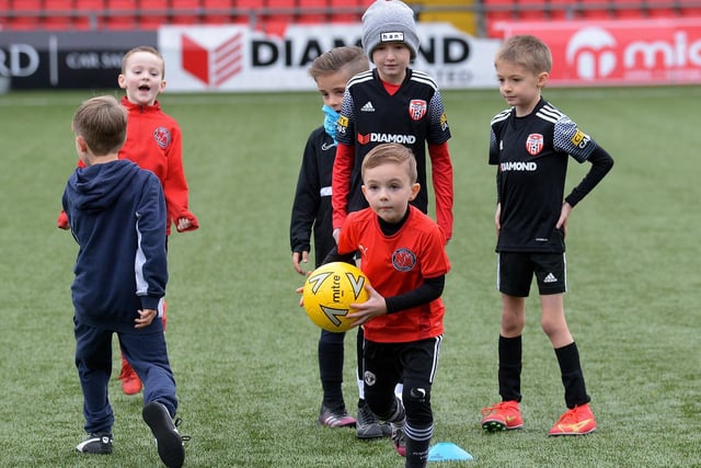 Training session under way at the recent Ryan McBride Halloween Camp held at Brandywell Stadium. Picture: George Sweeney. DER2143GS – 069