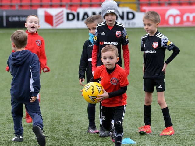 Training session under way at the recent Ryan McBride Halloween Camp held at Brandywell Stadium. Picture: George Sweeney. DER2143GS – 069