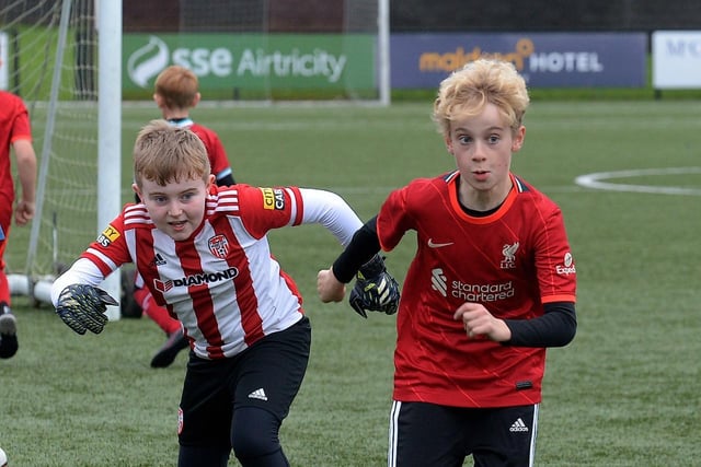 Young players in action at the recent Ryan McBride Halloween Camp held at Brandywell Stadium.