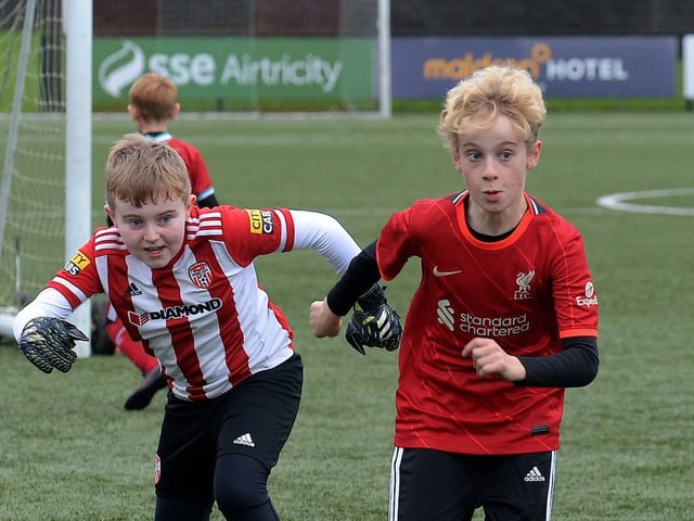 Young players in action at the recent Ryan McBride Halloween Camp held at Brandywell Stadium.
