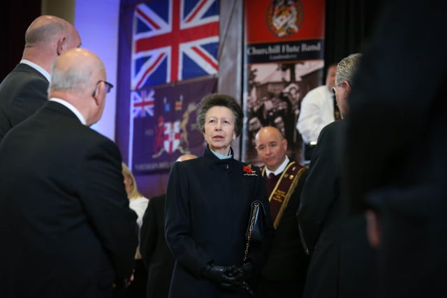 Press Eye - Belfast - Northern Ireland - 
2nd November 2021 

Photo by Matt Mackey  /  Press Eye 

The Princess Royal is in Londonderry as part of a one-day visit to Northern Ireland.

Princess Anne visited The Siege Museum, located within Derry's historic walls. 

The museum tells the story of the Siege of Derry in 1688 and the development of the Apprentice Boys organisation.

The princess met a number of people at the museum and also unveiled a commemorative stone marking the centenary of Northern Ireland.