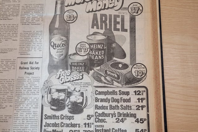 Spar advertises some of their prices in the 'Journal.' Imagine such prices today.