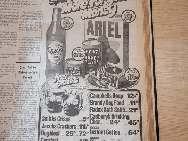 Spar advertises some of their prices in the 'Journal.' Imagine such prices today.