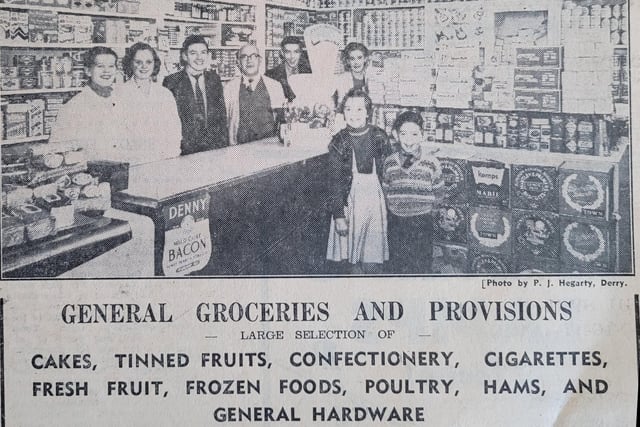 Harry Doherty's shop in Clare Court, Creggan, advertised a mix of foods, cigarettes and 'general hardware' in 1958