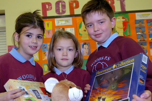 Pupils from the Woods Primary School who were prizewinners in the Loughshore Youth Forum Halloween Art Competition in 2007. Pictured are Sarah McClure ( First Place Winner), Rachel Ferguson and James Bates. mm46-377sr